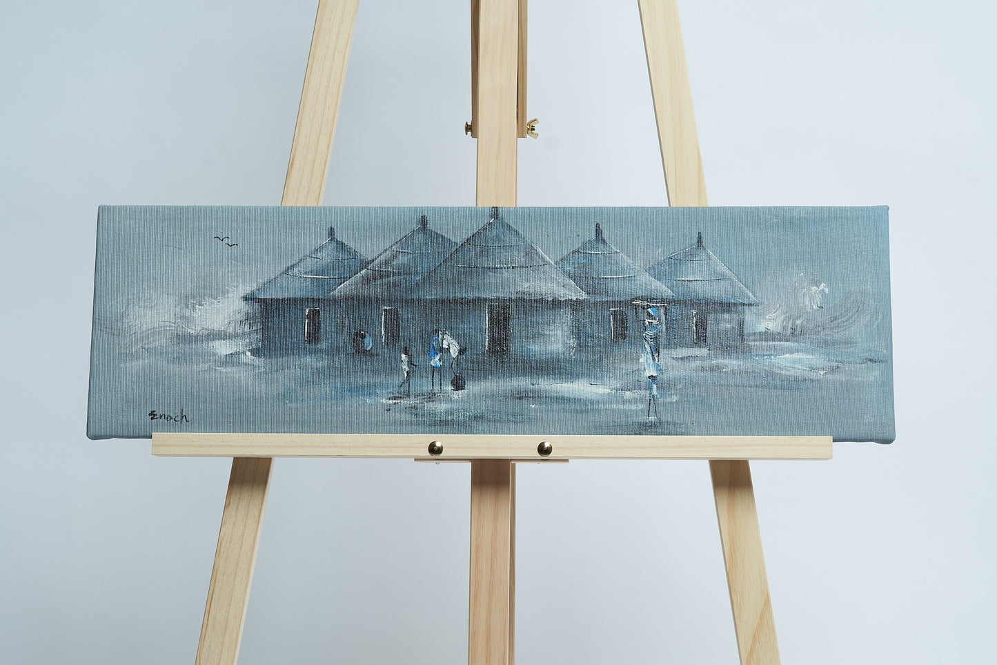 Traditional village in midnight blue