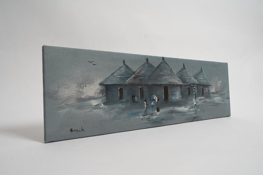 Traditional village in midnight blue